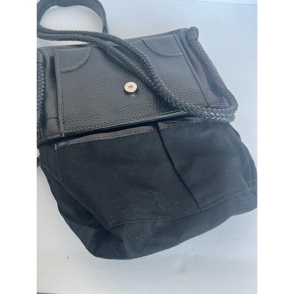 Coldwater Creek Handbag Purse Black Woven Croc Emboss Vegan Leather Organizer - Picture 9 of 11